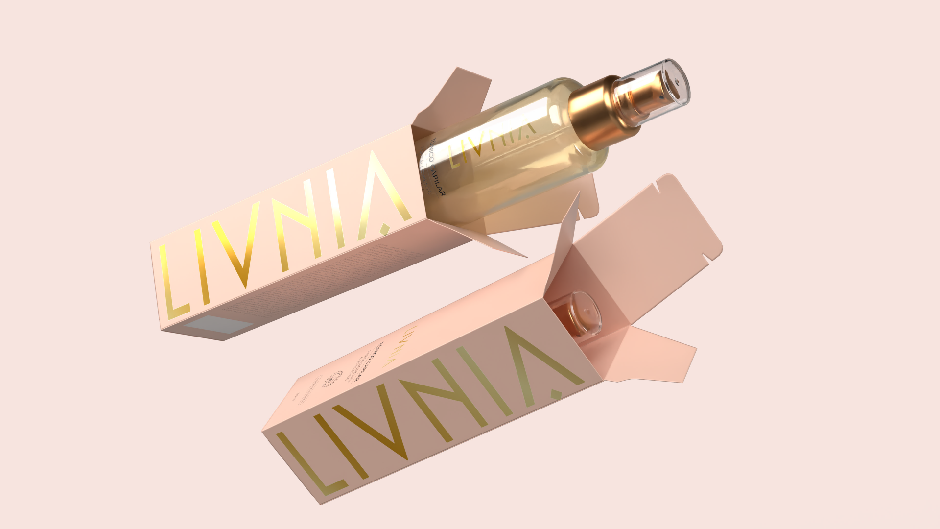 Sérum LIVNIA com frasco e embalagem premium